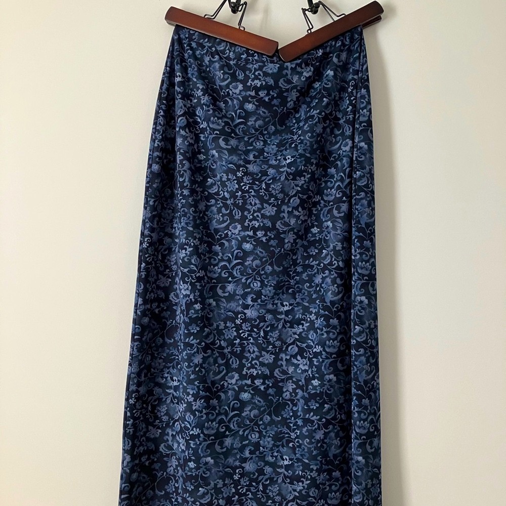 Max Studio Blue Purple Floral Maxi Skirt